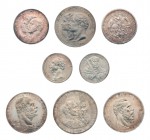 Sammlung der 2, 3 und 5 Markmünzen des Deutschen Kaiserreichs untergebracht in 7 Münztablaren. Dabei u. a. 2 Mark 1904 Anhalt, 5 Mark 1903 Sachsen-Alt...