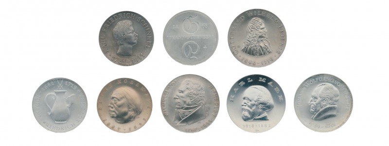 Komplette Sammlung DDR mit 123 Münzen ab 1966 bis 1990 von 5 Mark bis 20 Mark. D...