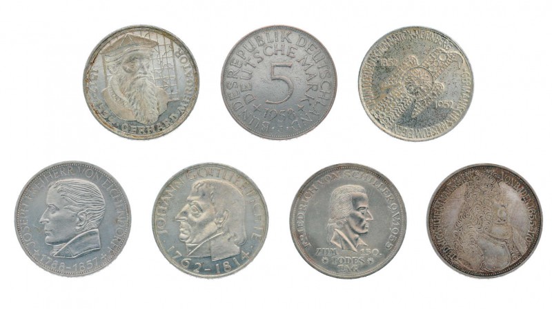 Bundesrepublik Deutschland. Vollständige Sammlung der 5 Mark Münzen 1951-1974 in...