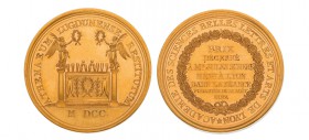 Frankreich, Goldmedaille 1822 der Akademie des Sciences Belles Lettres et Arts an Herrn Jules Scherb, in grünem Etui aus der Zeit, ca. 82 Gramm, sehr ...