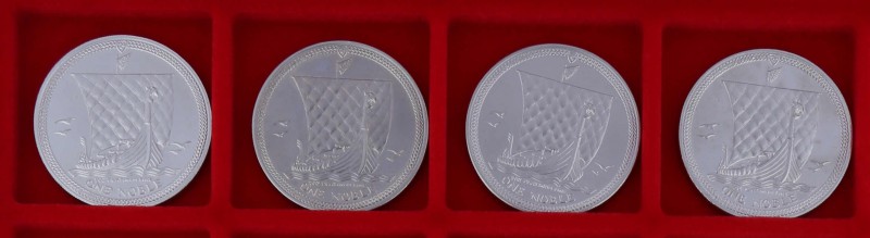 4 x 1 Unze Nobel-Platinmünzen der Isle of Man der Prägejahre 1983, 2 x 1985 und ...