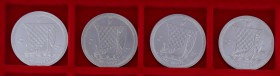 4 x 1 Unze Nobel-Platinmünzen der Isle of Man der Prägejahre 1983, 2 x 1985 und 1986. Zusammen 124,4 g.f.