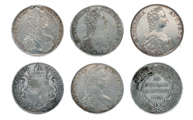 12 Silbermünzen Maria Theresia. Dabei u.a. 2 x Madonnentaler 1756 und 1765 Kremn...
