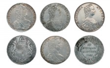 12 Silbermünzen Maria Theresia. Dabei u.a. 2 x Madonnentaler 1756 und 1765 Kremnitz. Numistaler 1888. 2 x Taler 1766 Günzburg. Dazu Bayern 1818 Verfas...