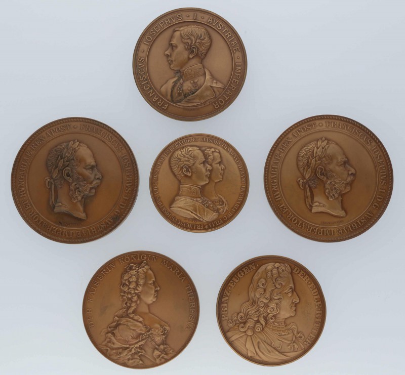 Kleine Partie von 6 Bronzemedaillen aus der Zeit Franz Joseph I. Dabei Medaille ...
