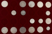 Kleine Münzpartie Österreich-Ungarn mit Silbermünzen Kaiser Franz Joseph I. aus dem österreichischen und ungarischen Reichsteil. Dabei u.a. 1, 2, und ...
