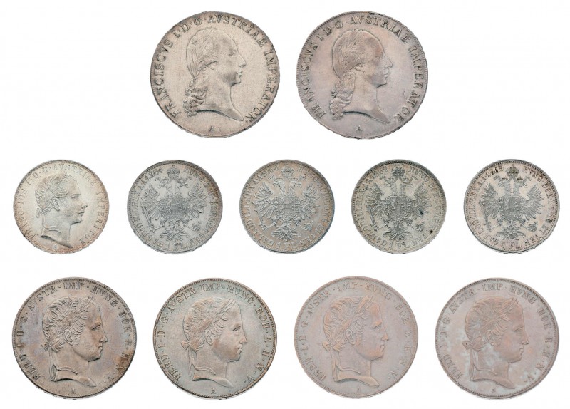 Sammlung Österreich-Ungarn mit 66 Gulden/Forint ab 1857 - 1892 aus beiden Reichs...