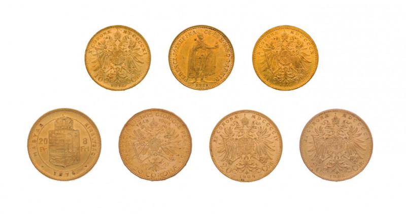 39 Goldmünzen Österreich-Ungarn. Dabei u.a. 9 x 10 Kronen 1896 - 1911, 17 x 20 K...