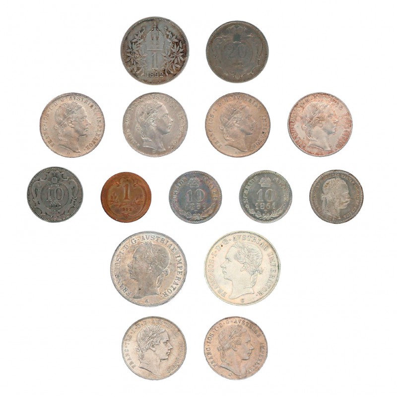 Sammlung Kursmünzen Österreich-Ungarn ab ca. 1850 untergebracht in 7 Münztablare...