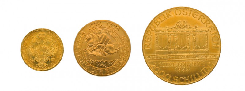 Kleine Partie Goldmünzen Österreich. Dabei 8 x 1 Dukat 1915, 3 x 1000 Schilling ...