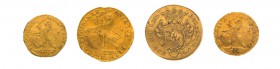 4 Goldmünzen Schweiz, dabei 2 x 1/2 Dukat Zürich 1736 und 1741, 1 x 1 Dukat Zürich 1741 sowie 1 x 1 Dukat Bern 1741 minimal gewellt. Die Erhaltungen s...
