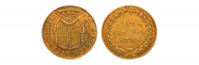 12 Münzgulden (Duplone) 1794, Luzern. Laubrand. Mzz. B auf Revers. HMZ 2-647a, selten.