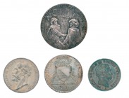 Kleine Sammlung Schweizer Münzen. Dabei 40 Batzen 1813 Zürch, 5 Franken 1874 und die Schützentaler Zug 1869, St. Gallen 1874, Lugano 1883 sowie Basel ...