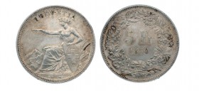 5 Franken 1850 in vorzüglicher Erhaltung.
