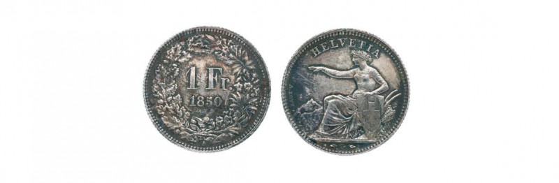 Kleine Sammlung Schweizer Kurs- und Gedenkmünzen ab 1850. Mit dabei 1 Franken 18...