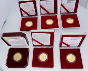 Kleine Partie Schweizer Goldmünzen: 6 x 50 Franken 2004, 2008, 2010, 2012, 2013 und 2014. Alle Stücke im Originaletui mit Zertifikat. Die Münzen in po...