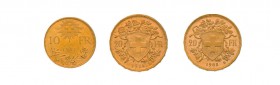 Sammlung mit 37 Goldmünzen mit dabei u.a. 7 x 10 Franken Vreneli, 5 x 20 Franken Helvetia, 5 x 20 Franken Vreneli, 2 x 1 Dukat 1915 sowie diverse früh...