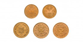 Sammlung der 10 und 20 Franken Goldmünzen der Schweiz. Dabei 7 x 10 Franken Vreneli 1911 - 1922, 29 x 20 Franken Vreneli 1897 -1949 sowie 10 x 20 Fran...