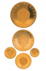 Komplettes Set mit 5 Goldmünzen von Ungarn mit 50, 100, 200, 500 und 1000 Forint. Herausgegeben anlässlich des 150. Geburtstages von I. Semmelweis. Ze...
