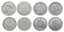 Kleine Sammlung europäischer Silbermünzen. Mit dabei: Österreich Doppelgulden 1879 Silberhochzeit, Doppelgulden 1880 Wien Schützenpreis, Doppelgulden ...