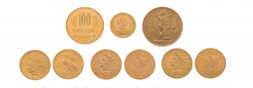 Sammlung von 70 Goldmünzen alle Welt. Dabei u.a. USA mit 10 Dollar Liberty 1898 und 1907 sowie 10 Dollar Indianer 1926. Dazu Österreich mit 100 Schill...