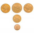 Kleine Sammlung Ägypten mit 10 Goldmünzen dabei u.a. 20 und 50 Piaster 1923, 50 Piaster 1929 und 1938, 1 Pfund 1960 und 2 x 5 Pfund 1960 auf den Assua...