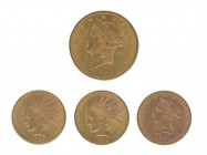 Sammlerpartie mit 12 historischen US-Goldmünzen. Dabei 3 x 10 Dollar Liberty Head 1881, 1882 und 1901 sowie 3 x 10 Dollar Indianerkopf, davon 2 x 1926...