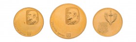 4 Goldmünzen Israel, dabei 50 und 100 Livot 1952 zum 10. Todestag von Weizmann, 50 Livot 1964 zum 10. Jahrestag der Bank von Israel, selten, nur 841 E...