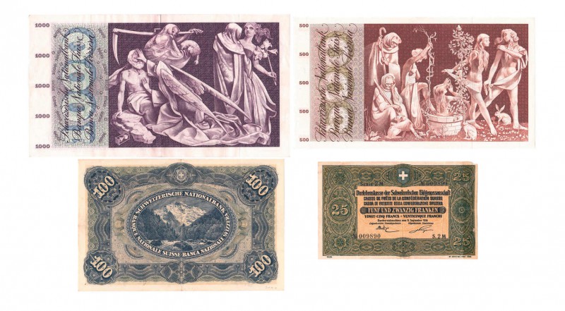 Sammlung Schweizer Banknoten. Dabei komplette Serie der 6. Emission von 10 - 100...