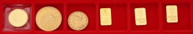 3 Goldmünzen dabei 1/4 Unze Kanada, 5 Dollar USA Liberty 1881 sowie 20 
Peso Mexiko. Zusammen ca. 36,3 g.f.