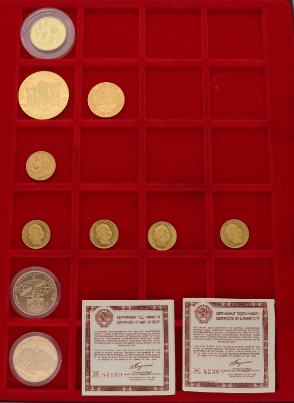 Kleine Partie mit 10 Goldmünzen alle Welt. Mit dabei Österreich mit 4 x 1 Dukat ...