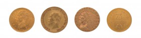 Kleine Partie mit 14 Goldmünzen alle Welt. Dabei u.a. USA 5 Dollar Indianer 
1909, Österreich 25 Schilling 1929, 10 Rubel 1900 Russland Nikolaus II. s...