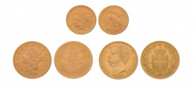 Kleine Goldmünzensammlung alle Welt mit dabei u.a. 1 x 100 Lire Italien 1883, 2 x 20 Dollar USA 1880 und 1888, 1 x 10 Dollar 1932 Indianer, 2 x 10 Fra...