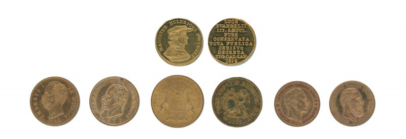 Münzpartie mit 57 historischen Goldmünzen alle Welt. Dabei u.a. Schweiz mit 
Zwi...