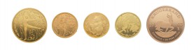 Partie Goldmünzen alle Welt. Dabei u.a. diverse kleine China Panda und Einhorn. 
Russland mit Nussknacker Set 1996 in polierter Platte, 50 Rubel 1993 ...