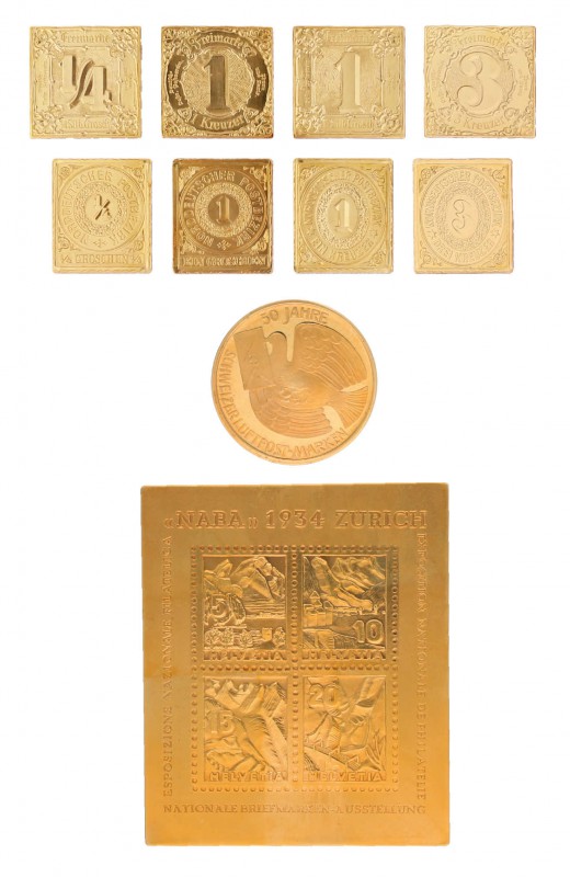 Imposanter Medaillenbestand rund um das Thema der Philatelie mit 46 Gold-
und 3 ...