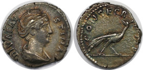 Römische Münzen, MÜNZEN DER RÖMISCHEN KAISERZEIT. Antoninus Pius für Diva Faustina I. Denar nach 141, Rom, auf ihre Konsekration. Vs.: Drapierte Büste...