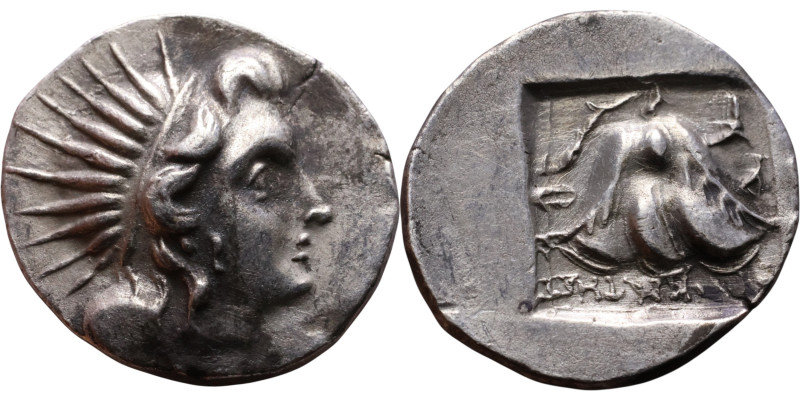 Rhodes (177-150 BC) Drachm Obverse: Head of Helios in radiate crown, right Rever...