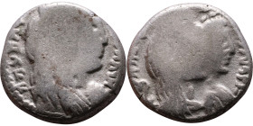 Nabataea, Obodas III. (30-9 BC.) AR Drachm or Denarius. Obverse: Jugate busts of Obodas and his queen Reverse: Diademed bust of Obodas; year off flan.