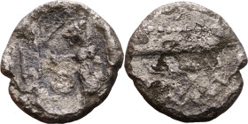 PHOENICIA: Sidon (4th century) Ar Obol Obverse: Galley l.; legend in Phoenician, Reverse. Persian king battling lion
