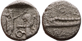 PHOENICIA: Sidon (4th century) Ar Obol Obverse: Galley l.; legend in Phoenician, Reverse. Persian king battling lion