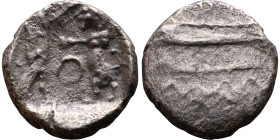 PHOENICIA: Sidon (4th century) Ar Obol Obverse: Galley l.; legend in Phoenician, Reverse. Persian king battling lion