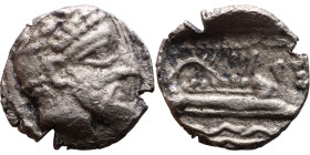 Phoenicia, Arados. Uncertain king. Circa 380-351 Silver coin. Obv: Bust of king. Rev: Galley