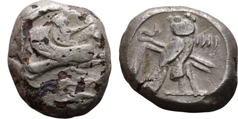 Phoenicia: Tyre ( IV century BC) Obol Obverse: Hippocamp right; waves and dolphi...