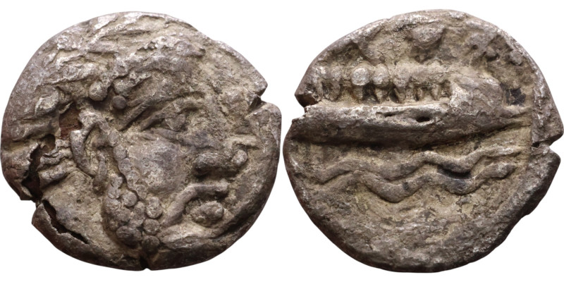 Phoenicia, Arados. Uncertain king. Circa 380-351 Silver coin. Obv: Bust of king....