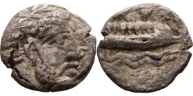 Phoenicia, Arados. Uncertain king. Circa 380-351 Silver coin. Obv: Bust of king. Rev: Galley