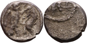 PHOENICIA: Sidon (4th century) Ar Obol Obverse: Galley l.; legend in Phoenician, Reverse. Persian king battling lion