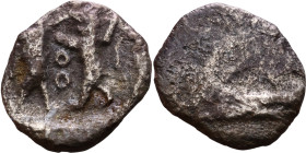PHOENICIA: Sidon (4th century) Ar Obol Obverse: Galley l.; legend in Phoenician, Reverse. Persian king battling lion
