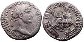 Hadrian (117-138) Tetradrachm. Obverse: Laureate head right  Reverse: Tyche  seated left, holding palm; river-god  swimming left below