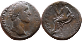 Antoninus Pius (138-161) Sestertius Obv: Laureate, draped bust of emperor. Rev: Securitas seated left on chair formed by two cornucopiae, holding scep...